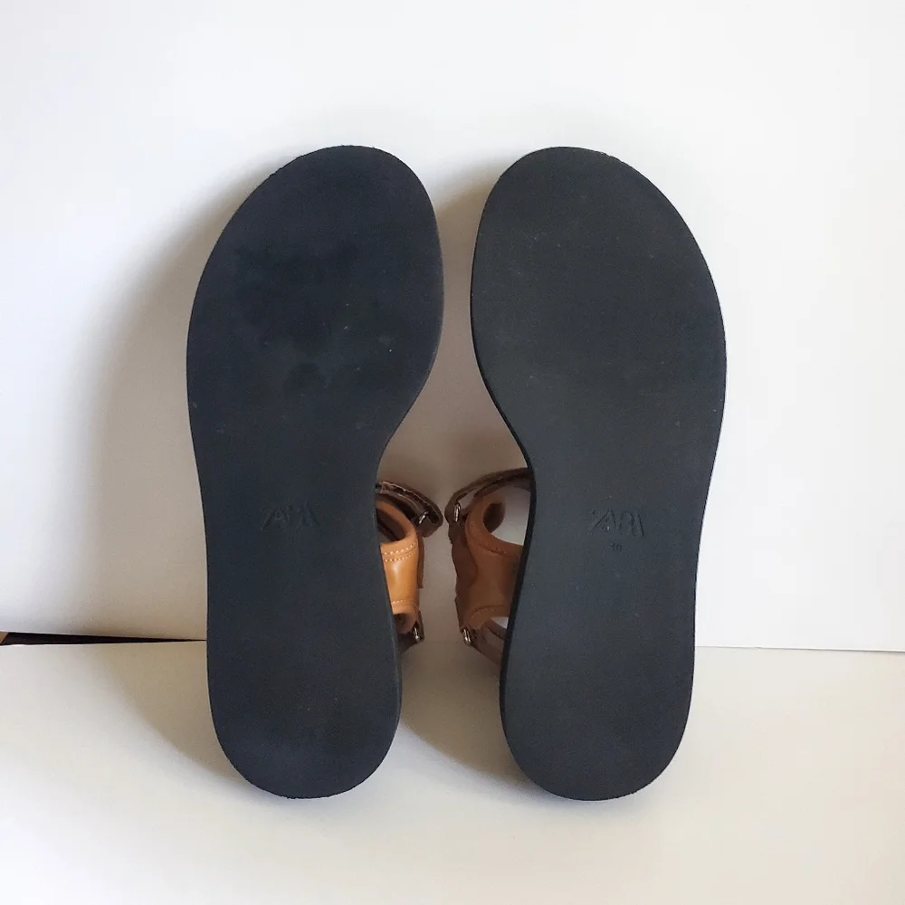 Zara Tan and Black Platform Sandals with Closure Size 9.5 - Picture 6 of 10